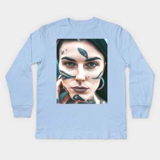 Urban Tribal Woman Kids Long Sleeve T-Shirt